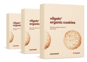 Vilgain Cookies BIO – 3× kokos 135 g (4 x 2 sušienky)