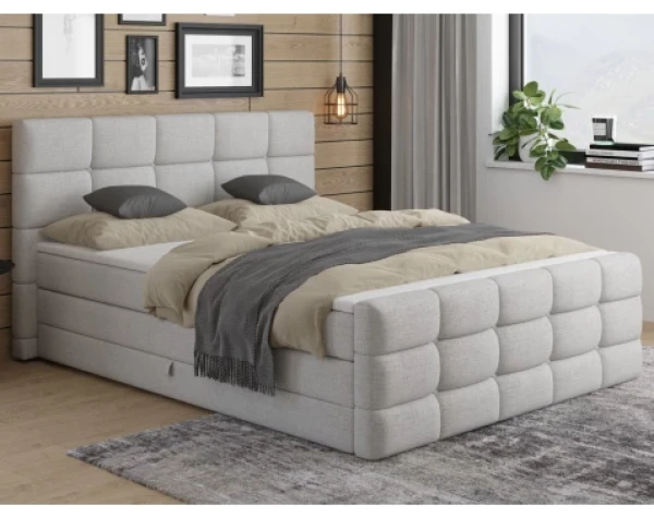 Posteľ boxspring Shadow 180x200 cm, svetlo šedá štruktúrovaná látka%
