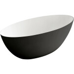 CERANO - Vaňa z liateho mramoru Emilia - voľne stojaca - čierna matná/biela matná - 180x85x55 CER-428548