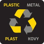 Samolepka na odpadkový kôš BLACK plast-kov čierna / Samolepka / 12x12 cm / CZ/EN