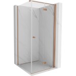MEXEN/S - Mist-F sprchovací kút skladacie dvere pravá 85 x 85, transparent, meď kartáčovaná 8A6T-085-085-65-00-P