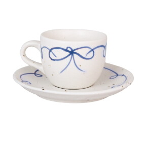 Strömshaga Kameninová šálka s podšálkou Viola Bow Blue