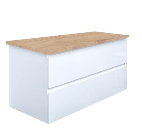 Kúpeľňová skrinka s krycou doskou SAT B-Way 99x50x45 cm biela lesk BWAY2100WDOAK BWAY2100WDOAK