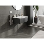 MEXEN/S - Rivel kúpeľňová skrinka 70 cm s umývadlom Vela, 1 šuplík, reliéf, grafit mat/biela mat 91A20-07023-1-BF66-W23M01