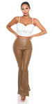 Sexy Faux Leather Flared Pants CAPPUCCINO