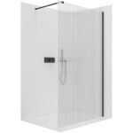 CERANO - Sprchová zástena Walk-in Onyx Cube Ľ/P - 8 mm - hranatá vzpera - čierna matná, ryhované sklo - 150x200 CER-8050BD573