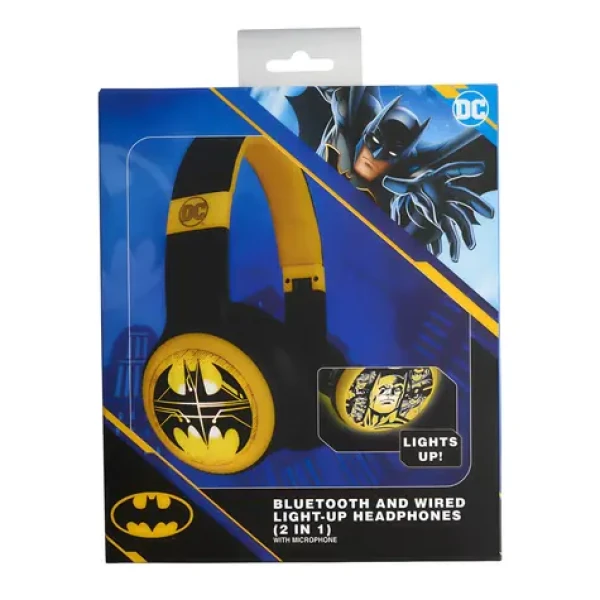 Lazerbuilt Batman / Bezdrôtové slúchadlá s LED podsvietením / Bluetooth 5.0 / mikrofón (HMBM-BTLI-BATMAN)