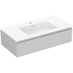 MEXEN/S - Rivel kúpeľňová skrinka 90 cm s umývadlom Otis, 1 šuplík, reliéf, šedá mat/biela mat 91A20-09023-1-BF62-W18M01