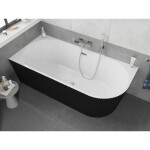 MEXEN/S - Silo voľne stojaca rohová vaňa ľavá reliéf 150 x 75, biela/čierna, sifón a prepad chróm 52891507575L-01