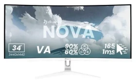 34" Arozzi Nova 34T2K165 biela / Monitor / VA / Curved 1500R / UWQHD 3440x1440 / 165Hz / 1ms / HDR10 (AZ-NO-34T2K165-WT)