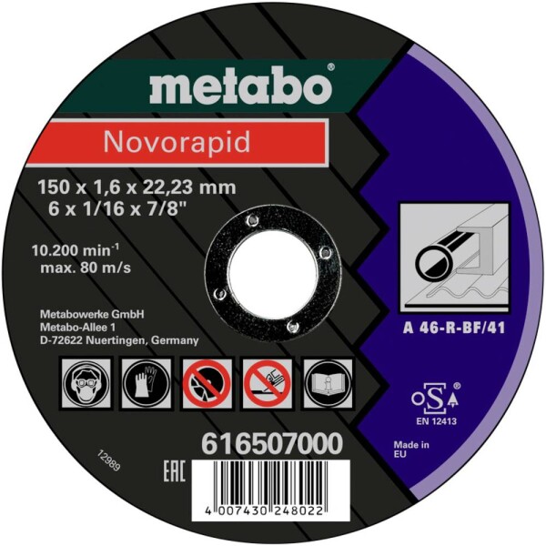 Metabo 616507000 rezný kotúč rovný 25 ks; 616507000 - Metabo novorapid 150 x 1,6 x 22,23 mm 616507000