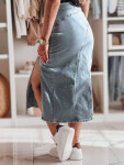 Džínsová midi sukňa s rozparkom MORETES modrá FashionStreet CY0481 XL