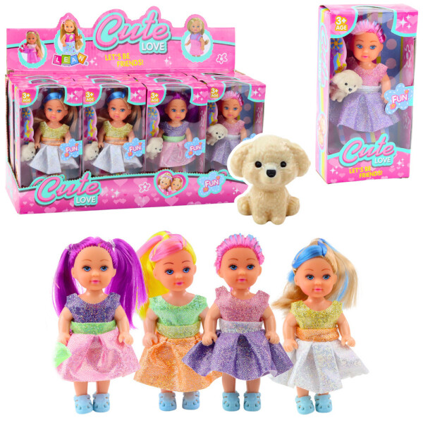 Mamido Súprava Mini bábika v šatách so psíkom Mix 12 cm