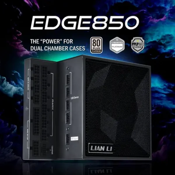 Lian Li EDGE EG0850 čierna / PC Zdroj / 850 W / USB hub / 120mm ventilátor / modulárny / PFC / 80PLUS Platinum (EG0850 BLACK)