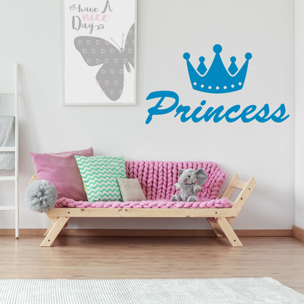 Veselá Stena Samolepka Princess Farba: modrá, Veľkosť: 40 x 23 cm