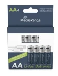 MediaRange nabíjací USB-C Li- ION batéria Mignon AA / 1400mAh / 1.5V / 4ks (MRBAT161)