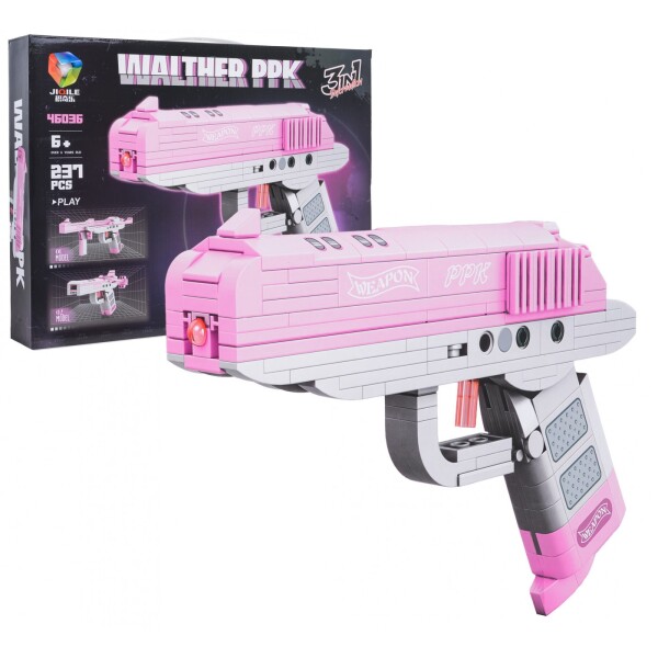 Mamido Stavebnica pištole Walther PPK 237 dielikov 3v1 ružová