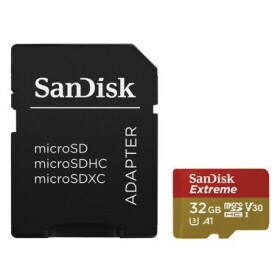 SanDisk Extreme microSDHC 32GB + adaptér / Class 10 / UHS-I / U3 / čítanie: až 100MBs / zápis: až 60MBs / vhodné pre 4K (SDSQXAF-032G-GN6AT)