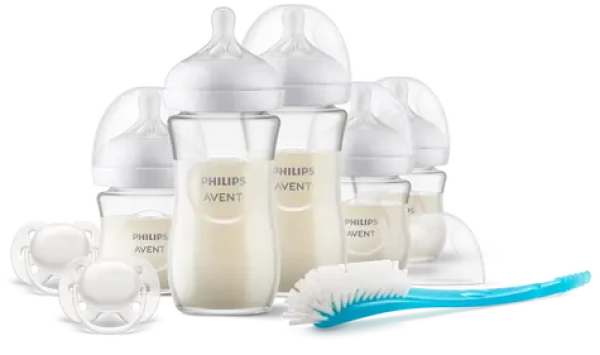 Philips AVENT Natural Response SCD879/11 priehľadná / Dojčenská štartovacia sada / fľaštičky, cumlíky, kefa
