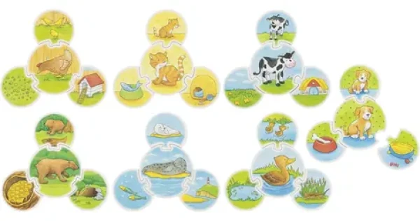 GOKI Drevené puzzle Zvieratká 7x4 dielikov