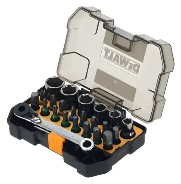 DeWalt McLaren / Sada bitov a nástrčných kľúčov / 24 ks / račňa / spona na opasok (DT70906)
