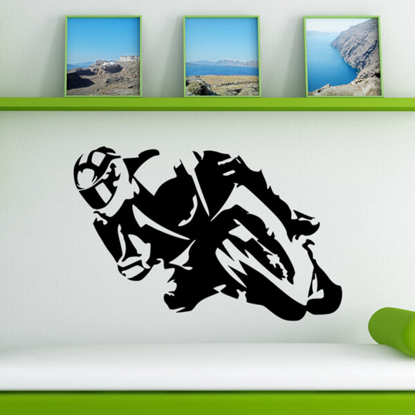 Veselá Stena Samolepka Motorkár Farba: černá, Veľkosť: 40 x 27 cm