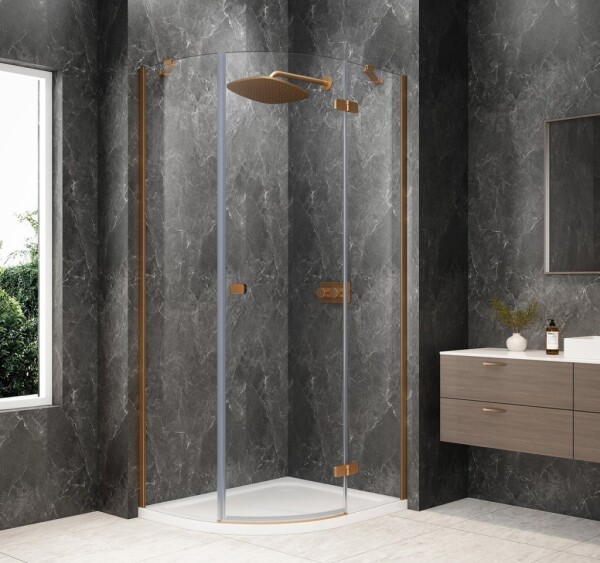 POLYSAN - GLOBE COPPER MATT štvrťkruhová sprchová zástena 1000x800, číre sklo, pravé GB2180RPG