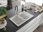 MEXEN/S MEXEN/S - Gaspar granitový drez 1.5 s odkvapkávačom vrátane batérie Aster, biela 6507-20-73450-07