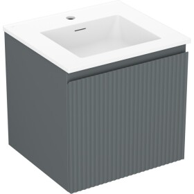 MEXEN/S - Rivel kúpeľňová skrinka 50 cm s umývadlom Otis, 1 šuplík, reliéf, grafit mat/biela mat 91A20-05047-1-BF66-W18M01