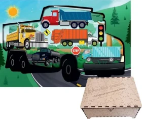 FA LIXEN Drevené puzzle Nákladné autá XL