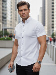 Pánska košeľa slim fit s krátkym rukávom, biela, FashionStreet KX1094 XL