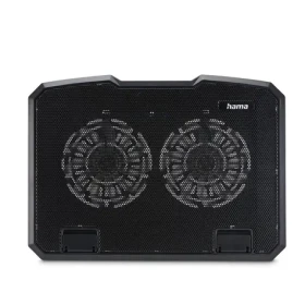 HAMA chladiaci stojan pre notebook Black Metal čierna / 2 ventilátory / naklápací / modré podsvietenie / tichý (126806)
