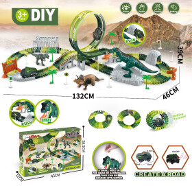Mamido Mamido Závodná dráha Dinosauří svet 168 dielikov, 360°, LED autíčko