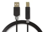Nedis USB 2.0 kábel antracit / Kábel USB / USB-A - USB-B / 480 Mbps / 2 m / pozlátené konektory (CCBP60100AT20)