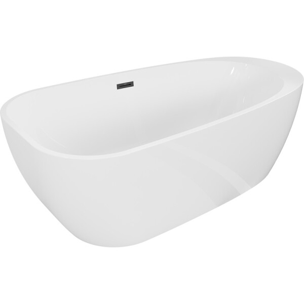 MEXEN/S - Giada voľne stojaca vaňa 170 x 90, biela lesk, sifón a prepad čierna 52741709000-70