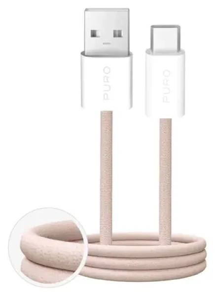 Puro Fabrik béžová / Dátový kábel / USB-A - USB-C / 1,5 m / 10 W / opletený