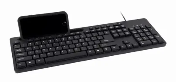 Gembird KB-UM-108 čierna / multimediálna drôtová klávesnica / USB-A / US layout / držiak telefónu (KB-UM-108)