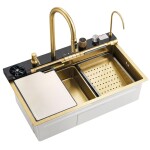 REA - Multifunkčný oceľový drez 10 v 1 Alonzo Brush Gold ZLE-06419