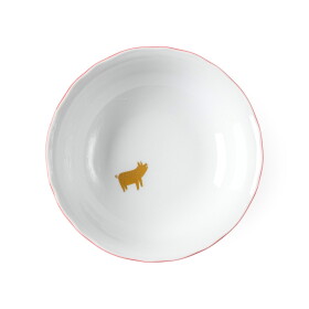 Bella Rose Porcelánová misa Zlaté prasiatko / červená linka 1,2 l