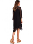 Dámske šifónové šaty s asymetrickým lemom S159 - tmavomodré - Stylove L-40