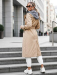 Dámsky dvojradový kabát s kapucňou FashionStreet camel TY5656 M