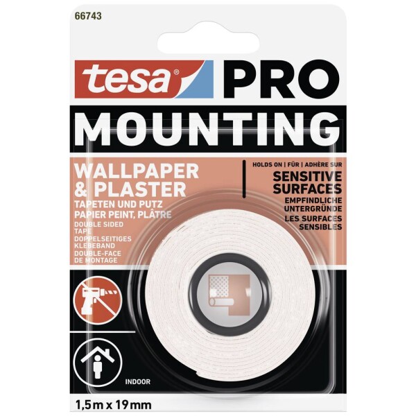 Tesa Mounting PRO Tapete & Putz 66743-00000-00 montážna páska biela (d x š) 1.5 m x 19 mm 1 ks; 66743-00000-00