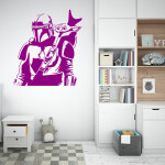 Veselá Stena Samolepka Mandalorian a Grogu Farba: béžová, Veľkosť: 80 x 89 cm