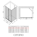 CERANO - Sprchovací kút Volpe L/P - 6 mm - chróm, transparentné sklo - 60x70x190 - zalamovacia CER-427159