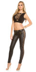 Sexy KouCla leatherlook trousers with lace black