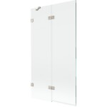 MEXEN/S - Lunar vaňová zástena 2-krídlová ľavá 100 x 150, transparent, nikel kartáčovaný 897-100-100-97-00-L