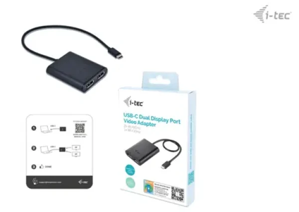 I-TEC USB-C Dual 4K/60Hz DP Video adaptér / Redukcia / 2× DisplayPort / 4K 60Hz / 8K 30Hz / USB-C (C31DUAL4K60DP)