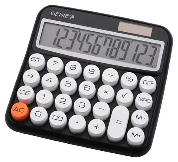 Genie 612BK čierna / Kalkulačka / stolný / 12miestna / LCD displej / batéria / solárne napájanie (12775)