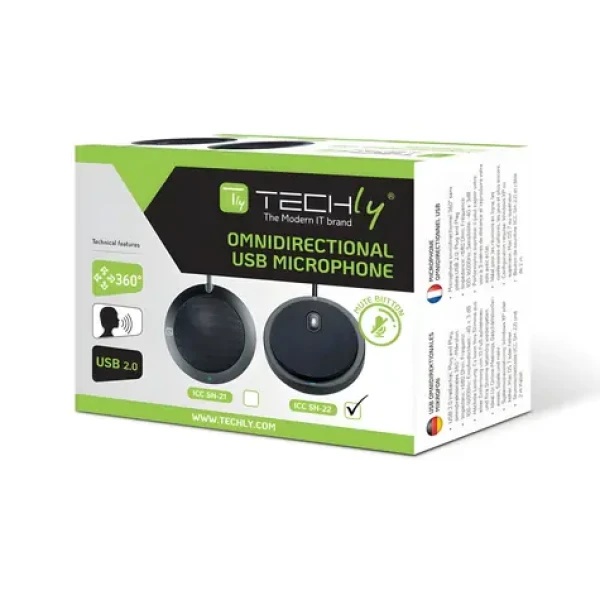 Techly ICC SH-22 čierna / Stolný mikrofón / konferenčný / USB / všesmerový (TLY_362725)