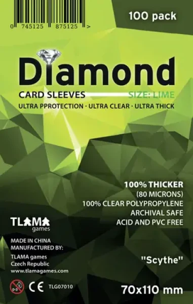 TLAMA games Obaly na karty Diamond Lime: "Scythe" (70x110 mm) (80 mikrónov, 100 ks)